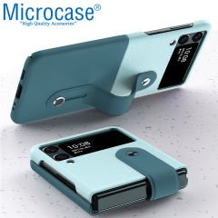 Microcase Samsung Galaxy Z Flip4 Parmak Tutuculu Deri Desen Plastik Kılıf - AL3151