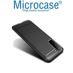 Microcase Samsung Galaxy S21 Plus Brushed Carbon Fiber Silikon Kılıf - Siyah