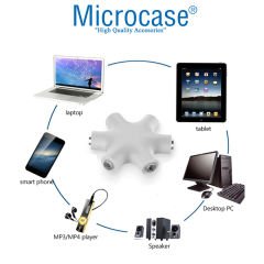 Microcase 5 Çıkışlı Kulaklık Ses Çoklayıcı Adaptör 5in1 Beyaz - AL2617
