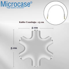 Microcase 5 Çıkışlı Kulaklık Ses Çoklayıcı Adaptör 5in1 Beyaz - AL2617