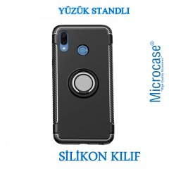 Huawei P Smart 2019 Yüzük Standlı Armor Silikon Kılıf + CAM (SEÇ)