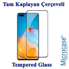 Microcase Huawei P40 Tam Kaplayan Çerçeveli Tempered Ekran Koruyucu - Siyah