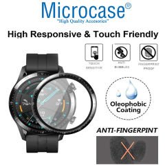 Microcase Huawei Watch GT2 46mm Tam Kaplayan Kavisli Ekran Koruyucu 3D Pet Film - Siyah