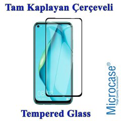 Microcase Huawei P40 Lite Tam Kaplayan Çerçeveli Tempered Ekran Koruyucu - Siyah
