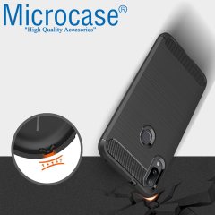 Xiaomi Mi Play Brushed Carbon Fiber Silikon TPU Kılıf + CAM