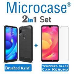 Xiaomi Mi Play Brushed Carbon Fiber Silikon TPU Kılıf + CAM