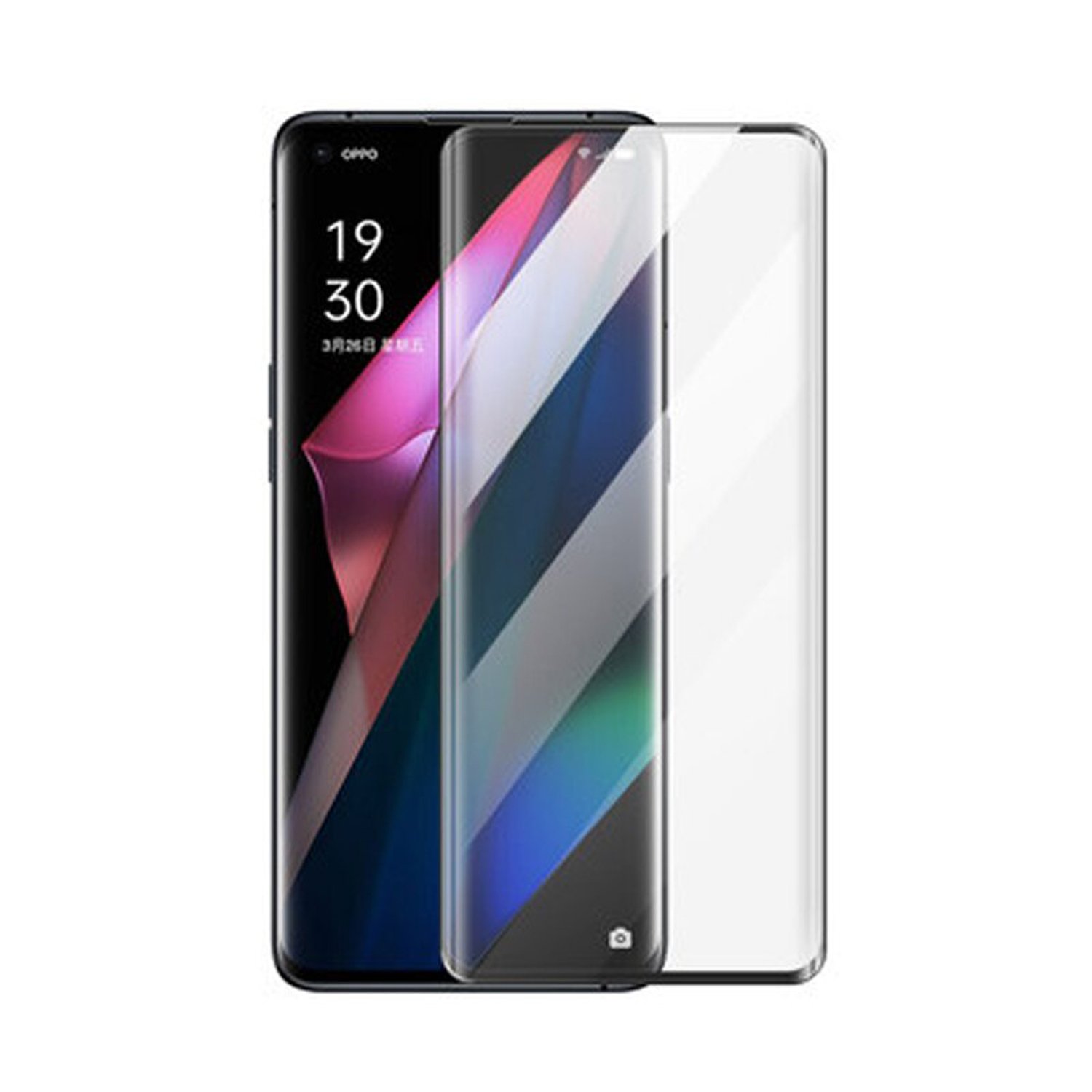 Microcase Oppo Find X3 Pro 3D Curved Tam Kaplayan Kavisli Tempered Cam - Siyah