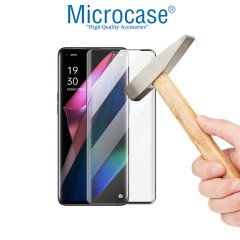 Microcase Oppo Find X3 Pro 3D Curved Tam Kaplayan Kavisli Tempered Cam - Siyah