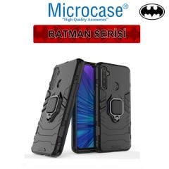 Microcase Realme 5 - 5i - 6i Batman Serisi Yüzük Standlı Armor Kılıf - Siyah