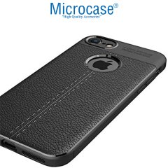 Microcase iPhone SE 2022 Leather Tpu Silikon Kılıf - Siyah