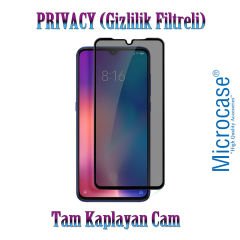 Microcase Xiaomi Mi 9T Privacy Gizlilik Filtreli Tam Kaplayan Tempered Cam - Siyah