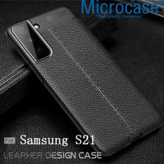 Microcase Samsung Galaxy S21 Leather Tpu Silikon Kılıf - Siyah
