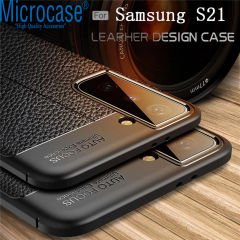Microcase Samsung Galaxy S21 Leather Tpu Silikon Kılıf - Siyah
