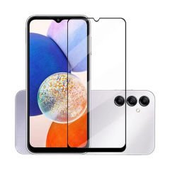 Microcase Samsung Galaxy A14 4G Tam Kaplayan Çerçeveli Tempered Ekran Koruyucu - Siyah AL3276