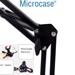 Microcase 2in1 Katlanabilir 360 Dönebilir Klipsli Masaüstü Esnek Telefon Tutucu + Mikrofon Standı  - AL4686