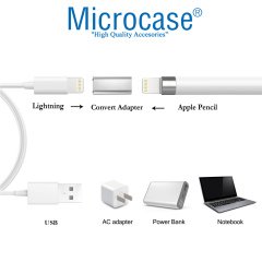 Microcase Apple iPad Pencil için Lightning Çevirici Adaptör Gümüş