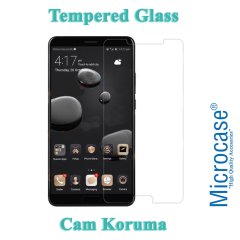 Microcase Huawei Mate 10 Fabrik Serisi Kumaş ve Deri Desen Kılıf - Gri + Tempered Glass Cam Koruma