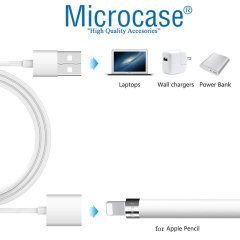 Microcase Apple Pencil için USB Şarj Kablosu - Beyaz
