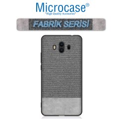 Microcase Huawei Mate 10 Fabrik Serisi Kumaş ve Deri Desen Kılıf - Gri