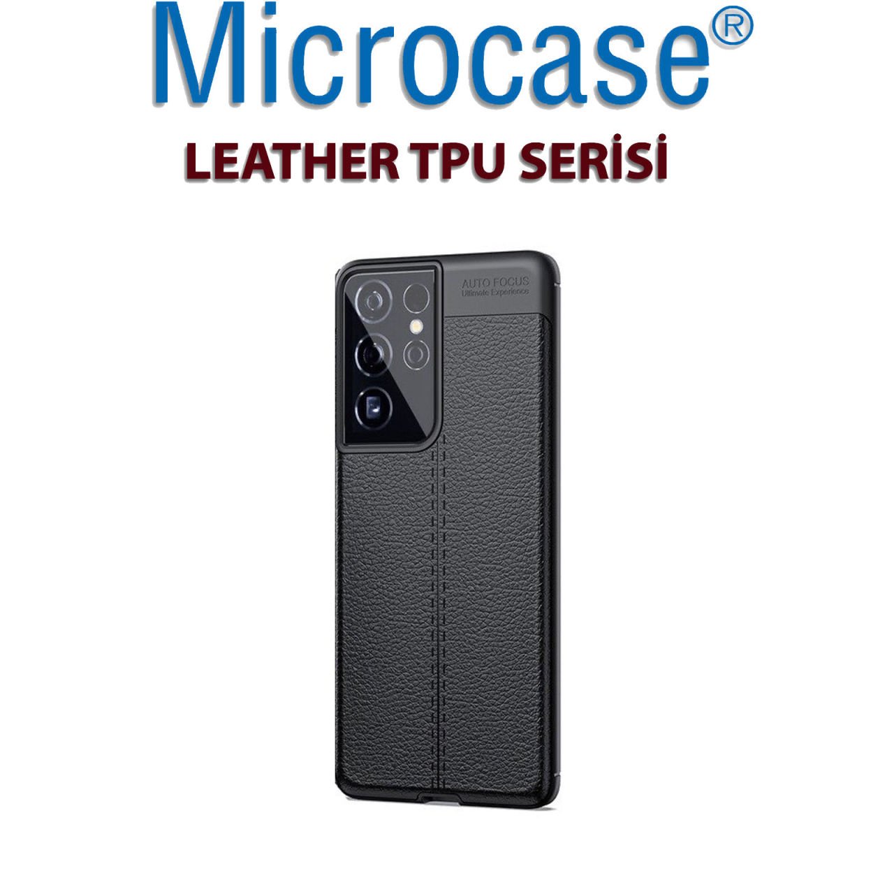 Microcase Samsung Galaxy S21 Ultra Leather Tpu Silikon Kılıf - Siyah