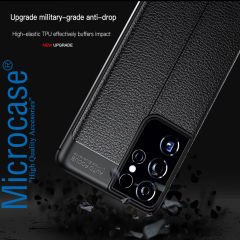 Microcase Samsung Galaxy S21 Ultra Leather Tpu Silikon Kılıf - Siyah
