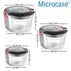 Microcase 3'lü Yuvarlak Erzak Bakliyat Saklama Kabı Kapaklı - AL4688