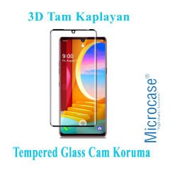 Microcase LG Velvet 3D Curved Tam Kaplayan Tempered Glass Cam Koruma - Siyah