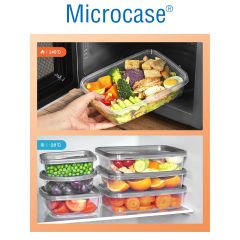 Microcase 3'lü Dikdörtgen Erzak Bakliyat Saklama Kabı Kapaklı - AL4689