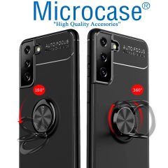 Microcase Samsung Galaxy S21 Focus Serisi Yüzük Standlı Silikon Kılıf - Siyah