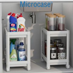 Microcase 2 Katlı Tekerlekli Düzenleyici Raf, Banyo Dolabı, Mutfak Tezgah Altı, Deterjanlık - AL4696