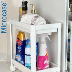 Microcase 2 Katlı Tekerlekli Düzenleyici Raf, Banyo Dolabı, Mutfak Tezgah Altı, Deterjanlık - AL4696