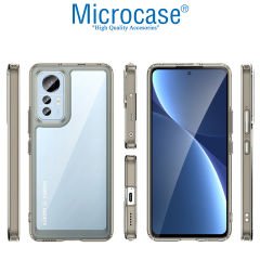 Microcase Xiaomi 12X Shield Serisi Darbeye Dayanıklı Köşe Korumalı Yarı Esnek Plastik TPU Kılıf - Füme