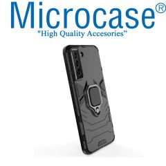 Microcase Samsung Galaxy S21 Batman Serisi Yüzük Standlı Armor Kılıf - Siyah