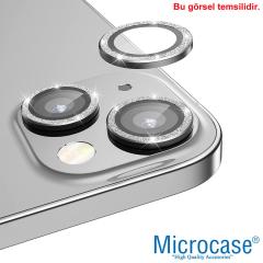 Microcase iPhone 13 mini Elmas Taş Lens Koruma Halkası - Gümüş AL2775