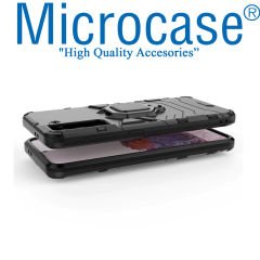 Microcase Samsung Galaxy S21 Plus Batman Serisi Yüzük Standlı Armor Kılıf - Siyah
