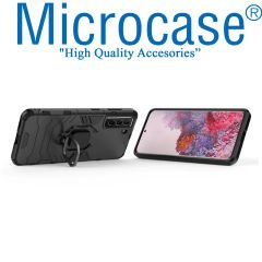 Microcase Samsung Galaxy S21 Plus Batman Serisi Yüzük Standlı Armor Kılıf - Siyah