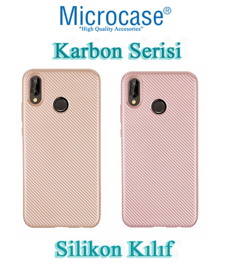 Huawei P20 Lite Karbon Serisi Silikon Kılıf + Tempered Cam