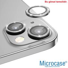 Microcase iPhone 13 mini Elmas Taş Lens Koruma Halkası - Mavi AL2775