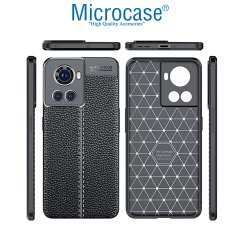 Microcase Oneplus 10 Ace Leather Tpu Silikon Kılıf - Siyah