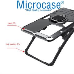 Microcase Samsung Galaxy S21 Ultra Batman Serisi Yüzük Standlı Armor Kılıf - Siyah