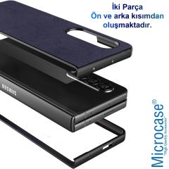 Microcase Samsung Galaxy Z Fold4 için Deri Desenli Plastik Koruma Kılıf - AL3156