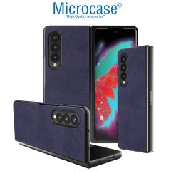Microcase Samsung Galaxy Z Fold4 için Deri Desenli Plastik Koruma Kılıf - AL3156