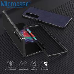 Microcase Samsung Galaxy Z Fold4 için Deri Desenli Plastik Koruma Kılıf - AL3156
