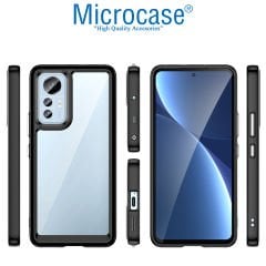 Microcase Xiaomi 12S Pro Shield Serisi Darbeye Dayanıklı Köşe Korumalı Yarı Esnek Plastik TPU Kılıf - Siyah