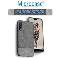 Microcase Huawei P20 Fabrik Serisi Kumaş ve Deri Desen Kılıf - Gri