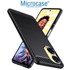 Microcase Realme C55 Brushed Carbon Fiber Silikon Kılıf - Siyah AL3332
