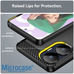 Microcase Realme C55 Brushed Carbon Fiber Silikon Kılıf - Siyah AL3332