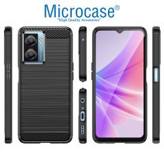 Microcase Xiaomi Poco C51 Brushed Carbon Fiber Silikon Kılıf - Siyah AL3332