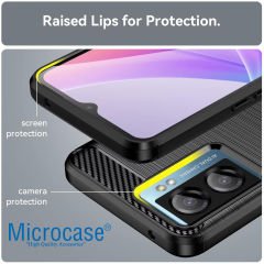 Microcase Xiaomi Poco C51 Brushed Carbon Fiber Silikon Kılıf - Siyah AL3332