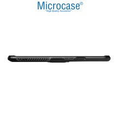 Microcase Xiaomi Redmi 8 Rome Serisi Yüzük Standlı Armor Kılıf - Siyah + Tempered Glass Cam Koruma